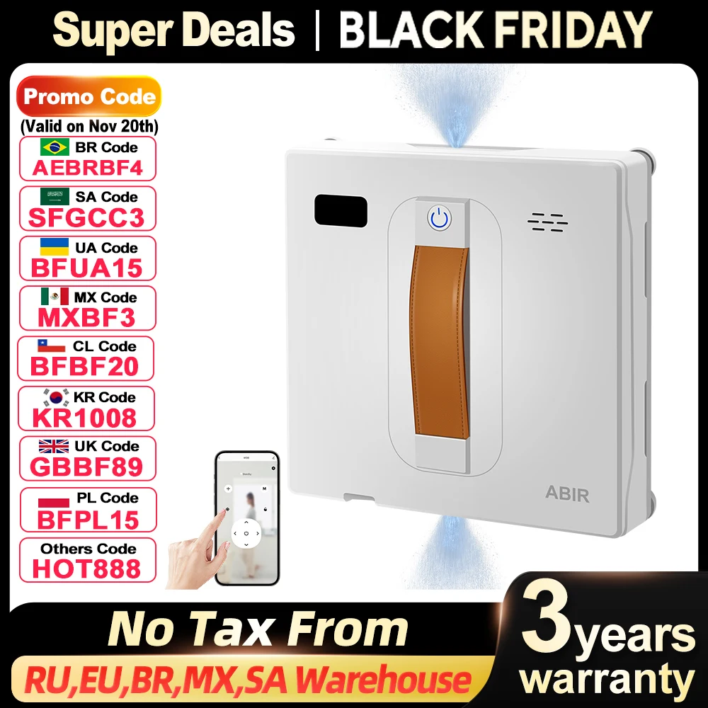 窓掃除ロボット ABIR WD8、デュアル超音波スプレー、AI インテリジェントワイピング、更新されたレーザー、スマートホームガラス壁洗浄