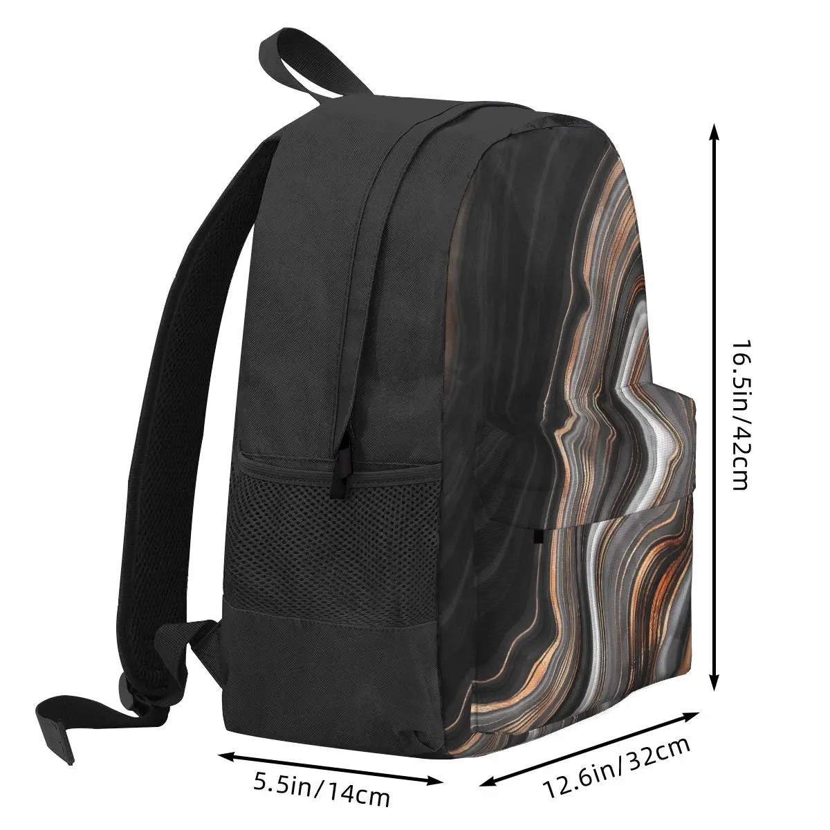 Elegant Marble Backpack Black and Gray Cute Backpacks Unisex Camping Print School Bags High Quality Rucksack