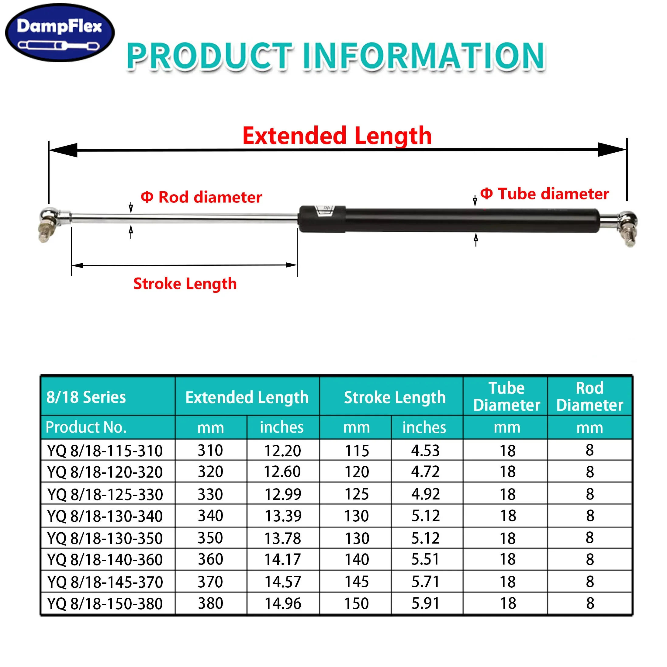 1PC 400N 310-380mm Universal Gas Struts Ball Joint Shock Absorbers Car Hood Lift Support Damper Truck Canopy Floor Hatch RV Door