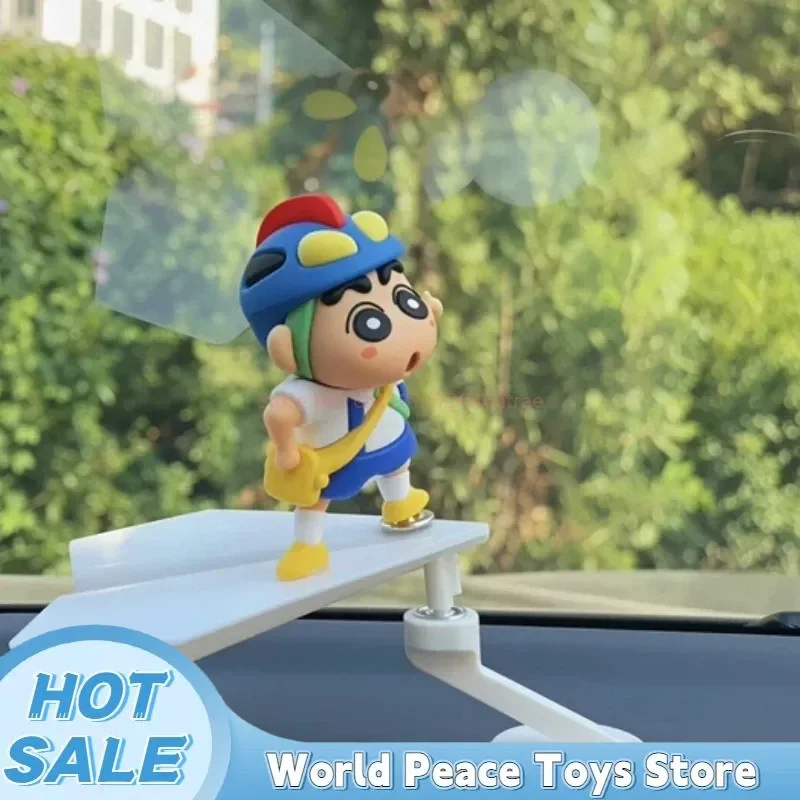 Rotate Aircraft Crayon Shin-Chan Car Dashboard Ornaments Auto Interior Console Decor Figurines Desktop Decoration Mini Model view 5