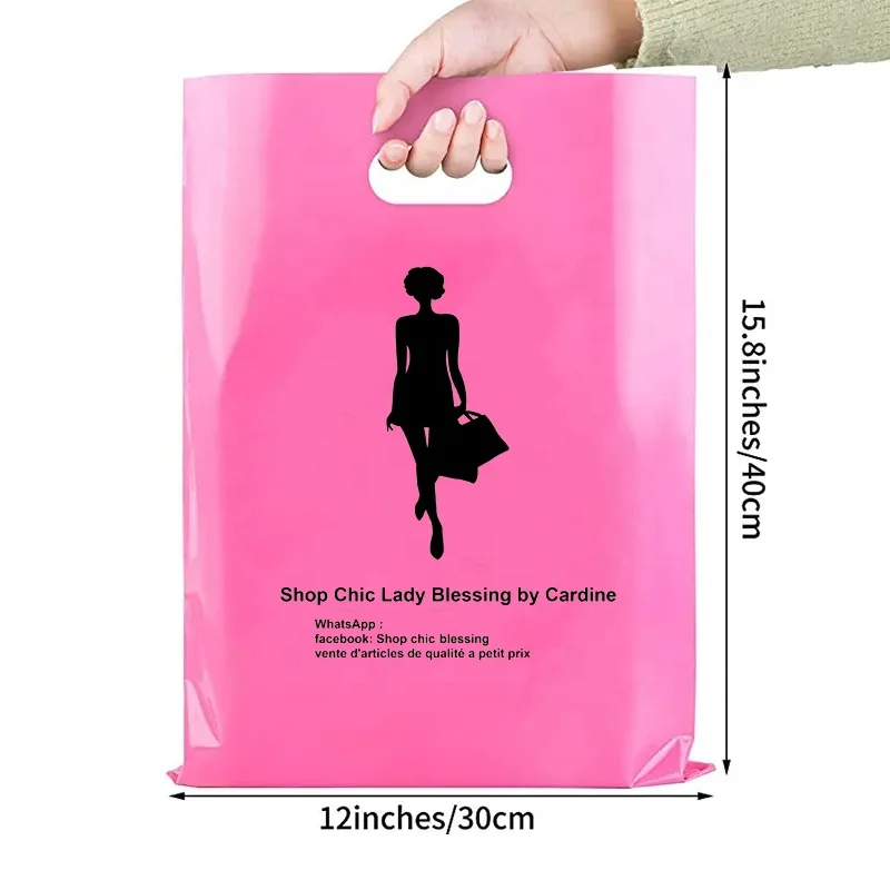 

Customized product、Custom Logo Printed Boutique ldpe die cut handle thank you plastic shopping bags for retail smal