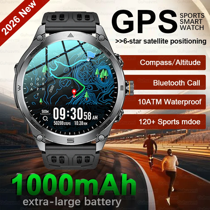 

2025 New Military GPS Smart Watch Men 10ATM Waterproof Outdoor Sport Fitness Tracker Health Monitor Bluetooth Call Smartwatches