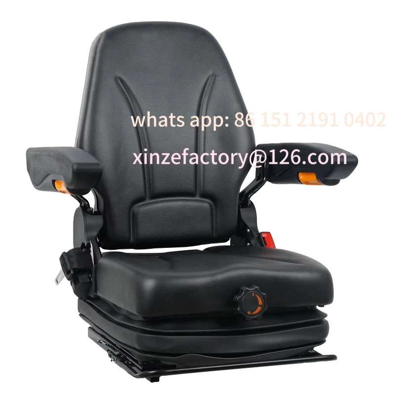 

Customizable Black foldable back adjustable structure forklift dump seat with suspension and retractable seat belt