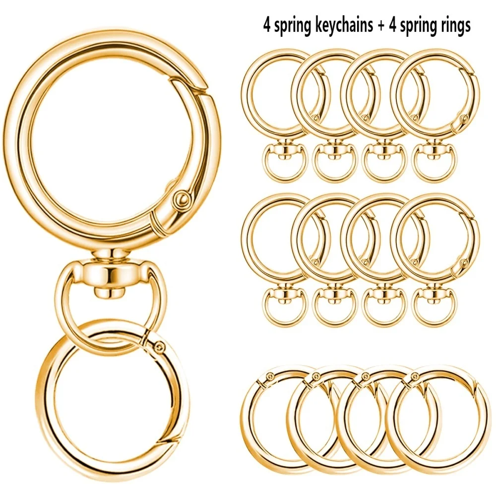 8-teiliges Schlüsselanhänger-Set mit Metallschlüsselring, Karabinerhaken und Federhaken. Ideal für Handtaschenschlüssel, Schlüsselbänder, Leder-DIY-Bastelarbeiten. – Detail 5
