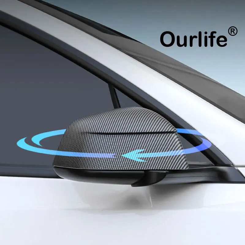 For Tesla Model YL 2026 2027 Carbon Fiber Look ABS Mirror Decorative Car Side Mirror Protective Cap Modification Accessories view 5