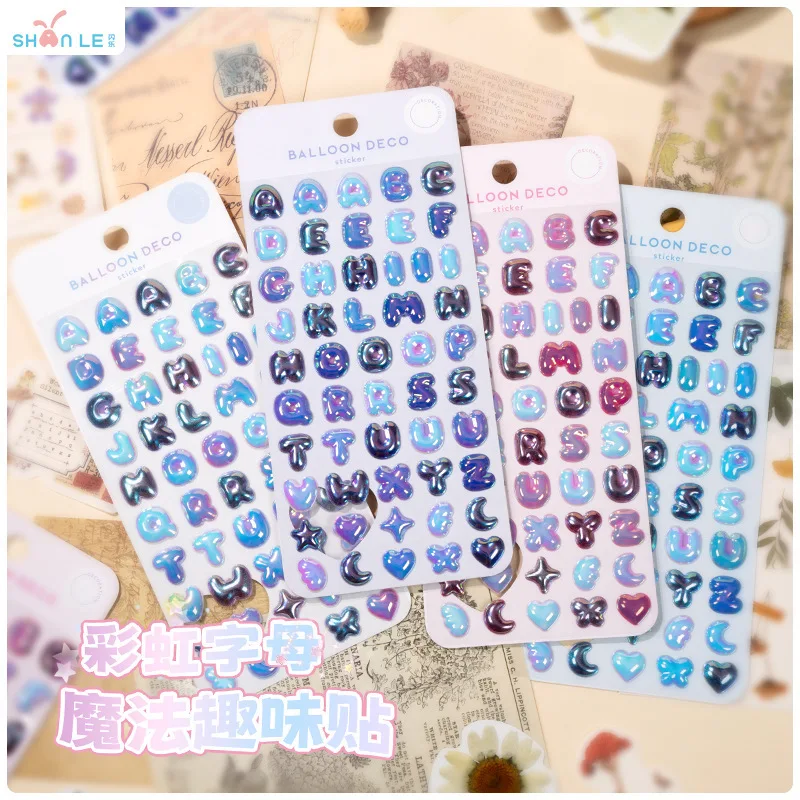 

3D Rainbow English Alphabet Sticker Reward Puzzle Handmade Album Mobile Phone Decorative Sticker