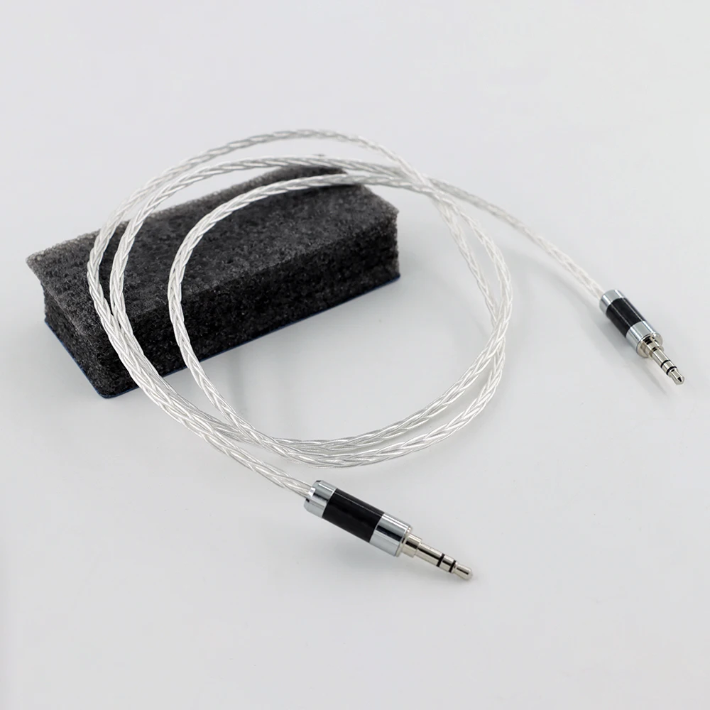Singolo cristallo placcato rame argento sterling 3,5 paia di cavo di registrazione febbre AUX cavo audio per telefono cellulare per auto in carbonio