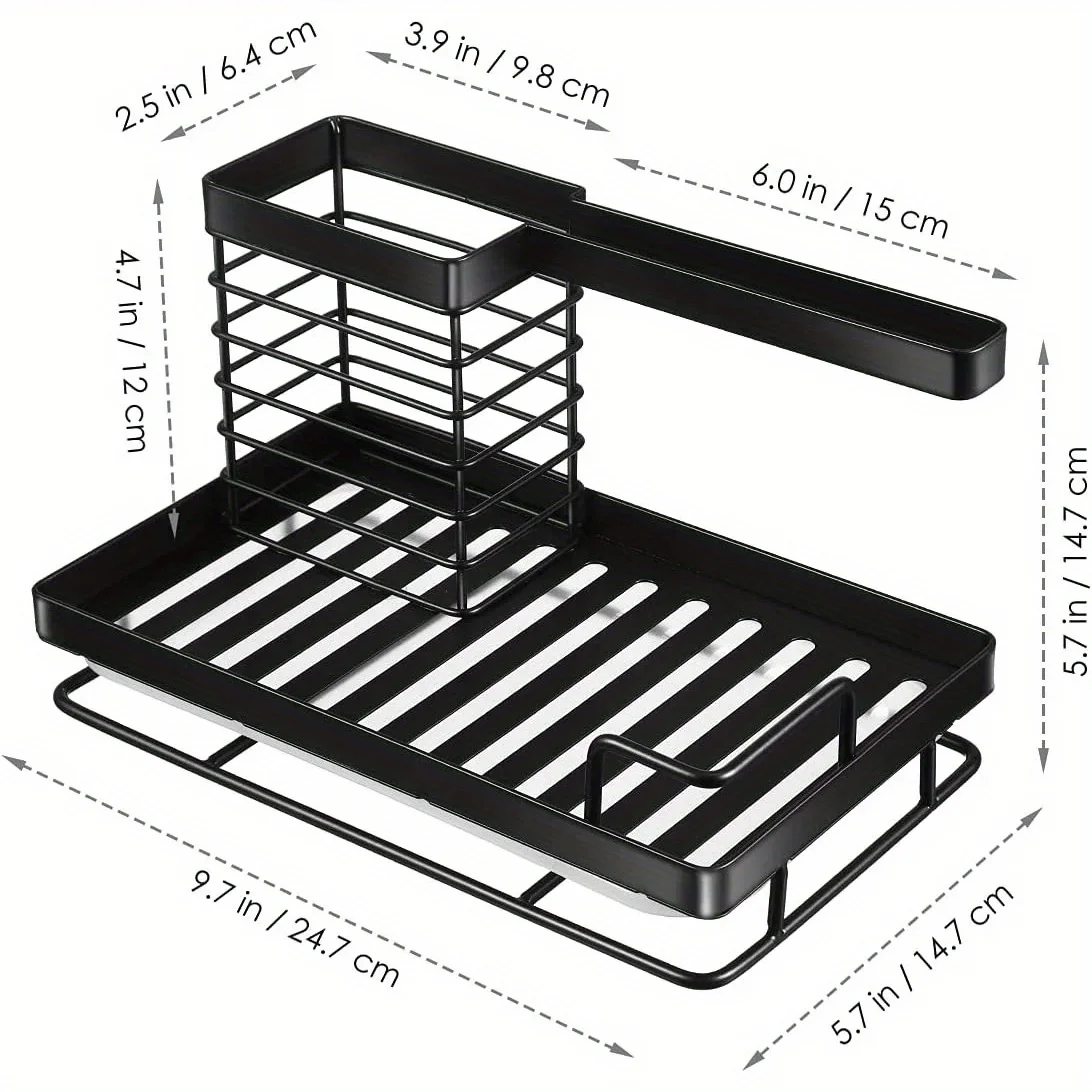 Sink Caddy, Sponge Holder with Removable Drip Tray, Kitchen Sink Organizer Basket for Sponges, Brushes