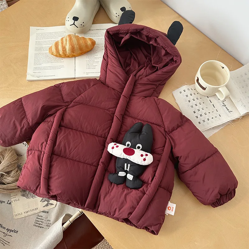 

Winter Kids Baby Girl Down Jacket 90% White Duck Thick Toddler Girl Down Coat Hooded Cartoon Print Children 1-6Y Girl Outerwear