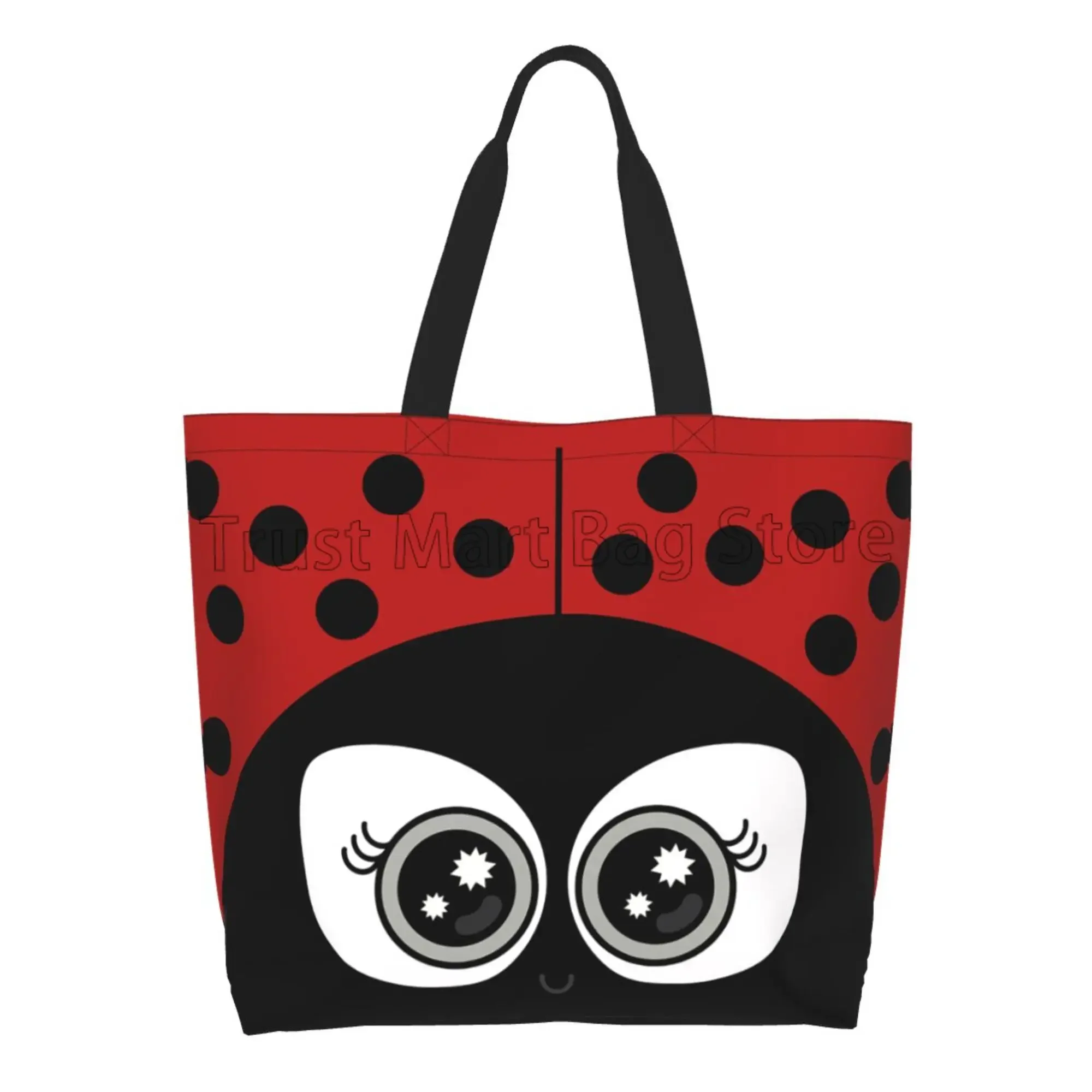 Cute Cartoon Ladybug Tote Bag for Women Beach Bag Portable Waterproof Handbag Reusable Grocery Bags for Travle Gym Shopping