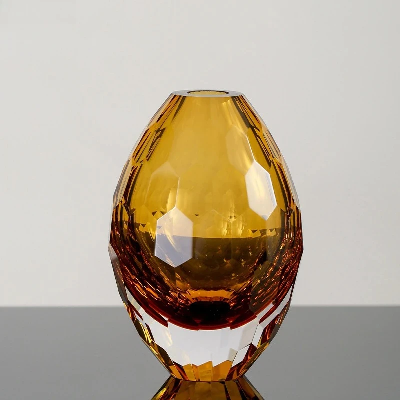 Hexagonal Texture Glass Vase Transparent Flowers Pots Desk Decoration Flower Arrangement Round Floral Vases Room Aesthetic Decor