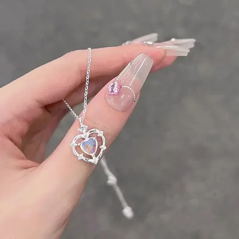 Подвеска Heart Pendant Fashion Chain Necklace Popular Women Charm Hollow Gradient Clavicle Collar Jewelry Party Girl Gift