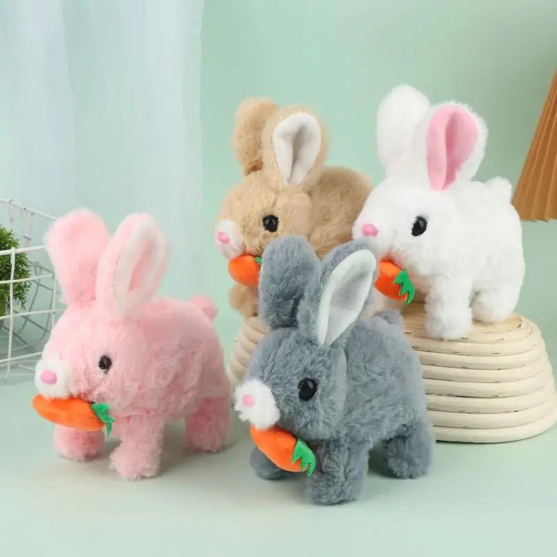 1Pcs Electronic Plush Rabbit Toy Interactive Simulated Bunny Doll Washable Soft Surface for Toddlers Daily Play Birthday Gift