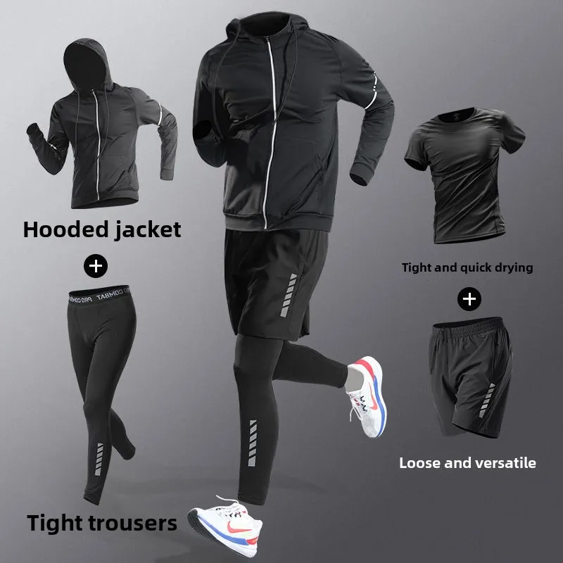 Men\'s Clothing Running Fitness Set Tight-Fit Quick-Dry Clothes Morning Runs Gym Workouts Training Cycling Mens Sweatsuits Set