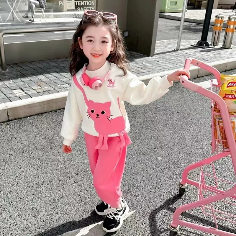 

Girls' Fashionable Western-style Set 2024 New Children's Hoodie Two-piece Set for Spring and Autumn Casual Baby Kids Outfits