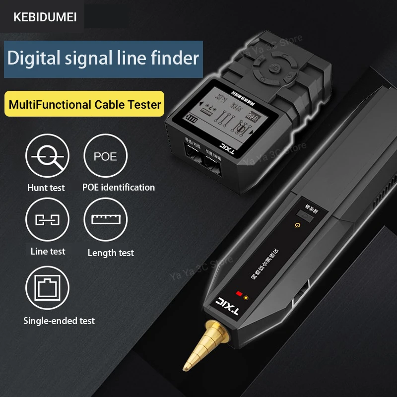 Testador de cabo de rede rj45 cabo rastreador medidor de fio tracer lcd digital linha de rede localizador fio poe verificador wiremap utp tester