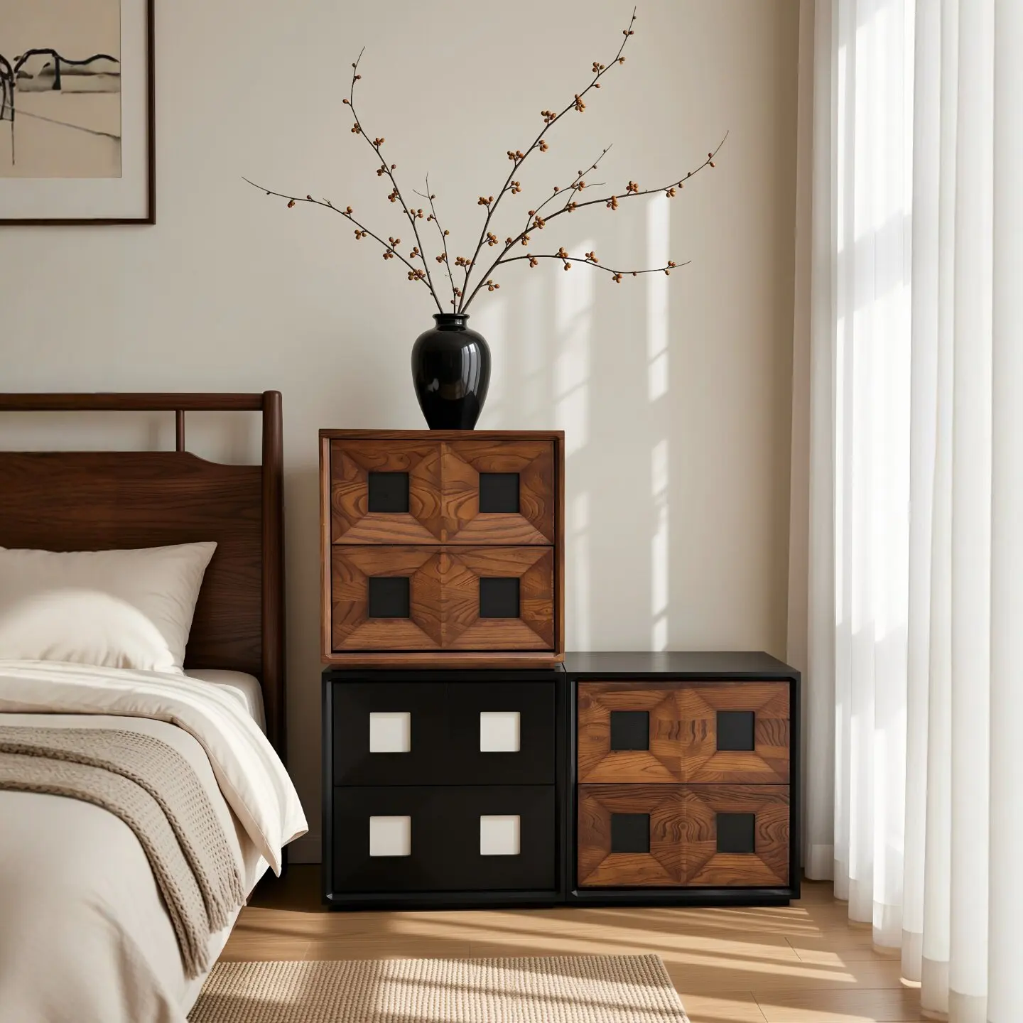 Bedroom Multifunctional Combination Storage Drawer Cabinet Antique Household Wall Locker