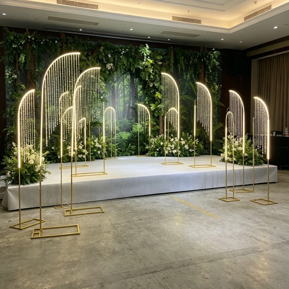 

4pcs 270 280 290 cm Custom LED Light up stand backdrop arch stand Lights Wedding Decorations for Props Event Rental Party Back