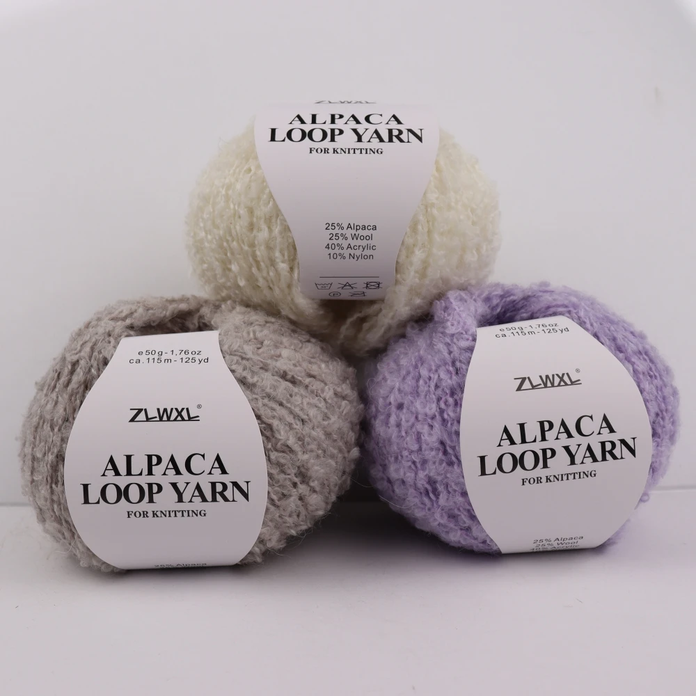 

2pcs/bag Alpaca wool loop yarn is suitable for hand weaving clothes, hats, scarves