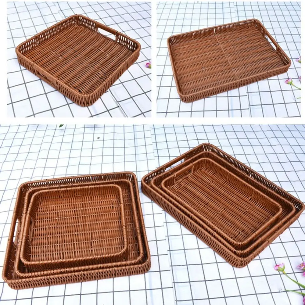

Multistyles Imitation Rattan Fruit Plate Retro Woven Multipurpose Creative House Candy Packaging