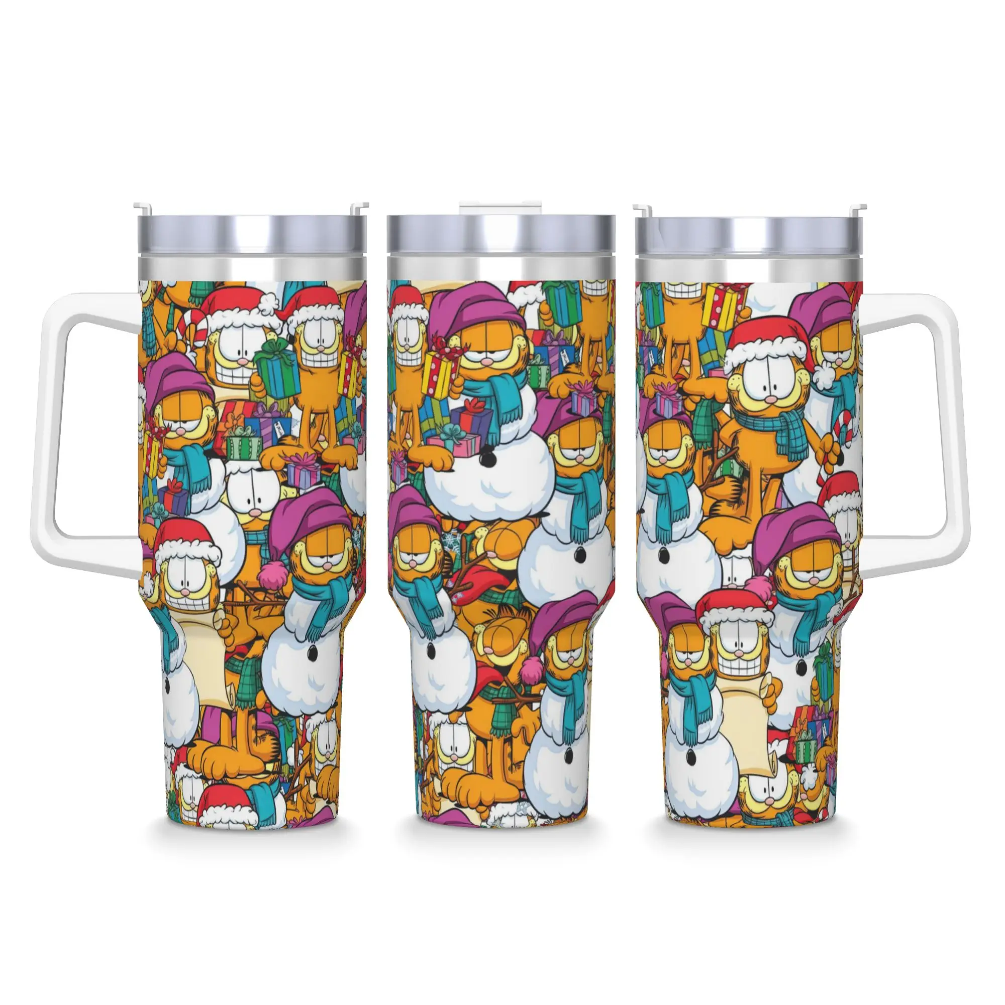 40 OZ Edelstahl-Becher G-Garfields Cartoon-Katzen-Kaffeebecher Wärmeisolierend für Kalt und Heiß Auto-Becher Strand-Wasserflasche