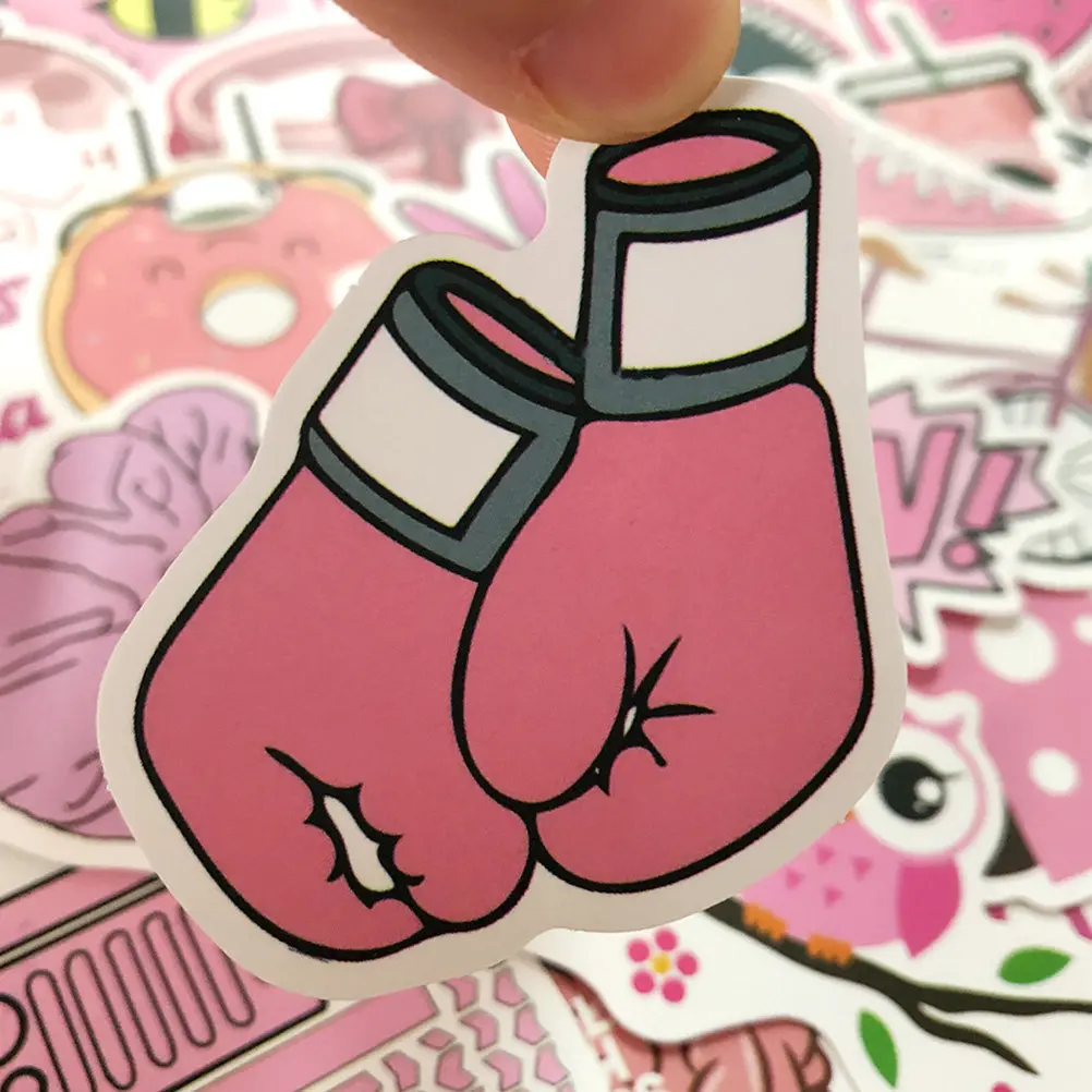 100Pcs Stickers Self-Adhesive DIY Waterproof Stickers Labels Decoration for Gift Skateboard Notebook Suitcase Car(Pink, Style)