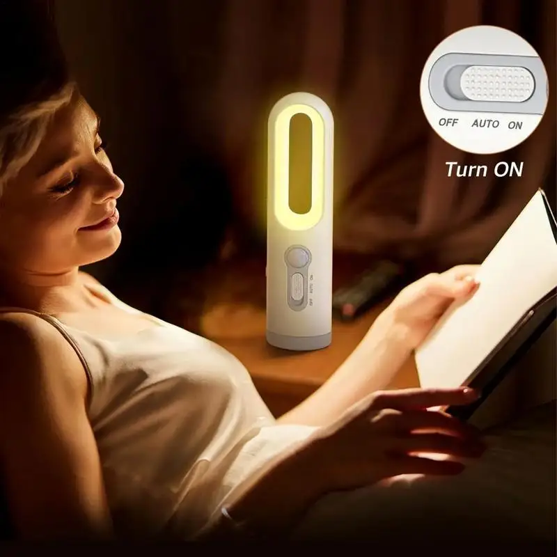 2 In 1 LED Motion Sensor Night Light Portable Flashlight With Dusk To Dawn Sensor For Bedroom Bathroom  Reading Camping