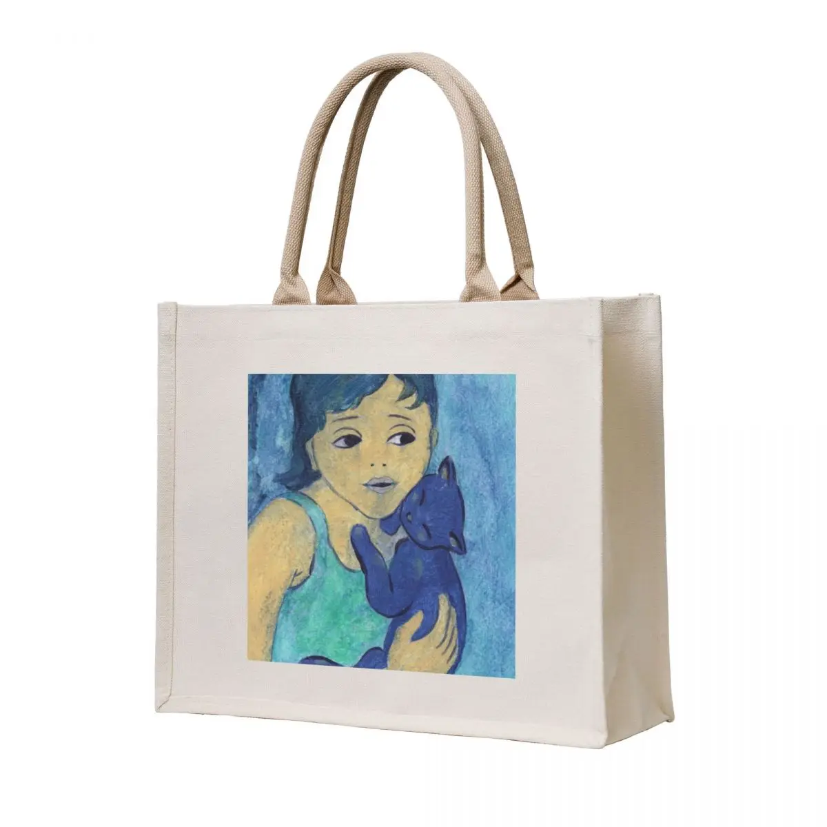 

Girl and cat resting Tote Bag Women's bag tote bag women Reusable bags