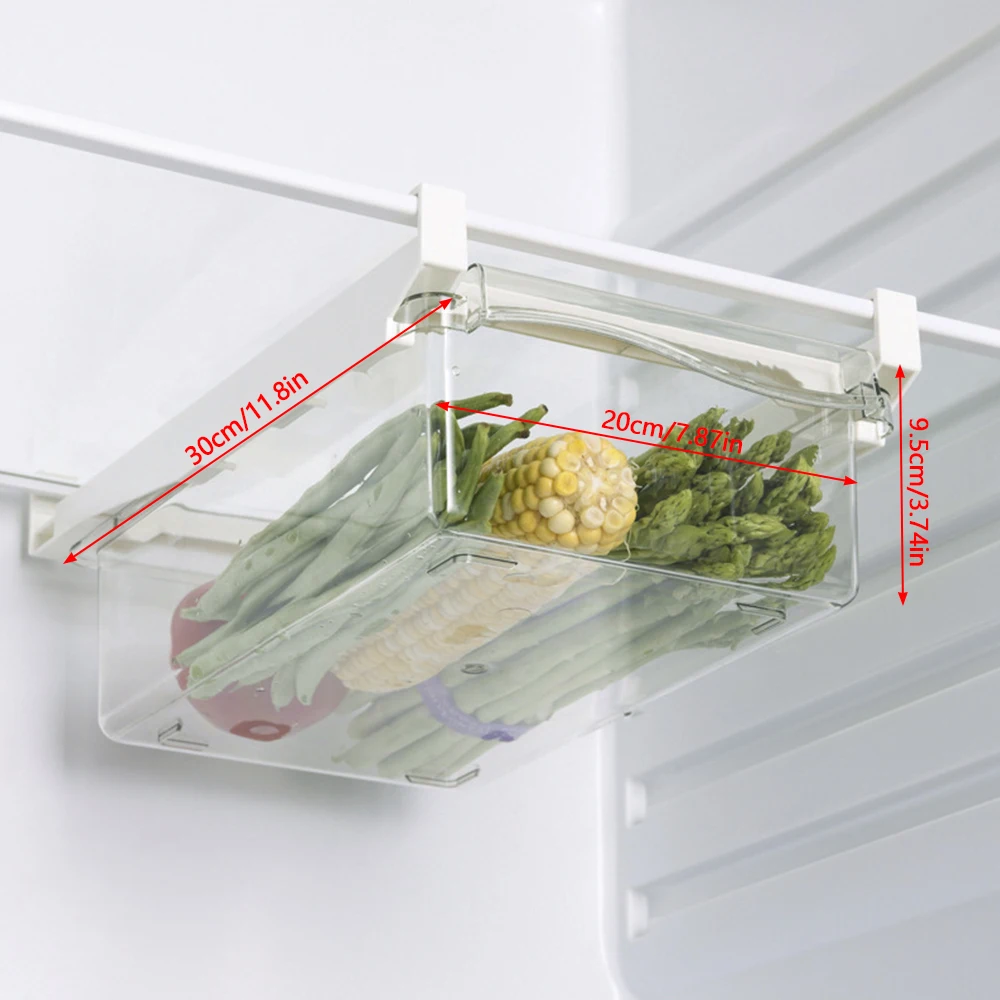 Kitchen Fridge Organizer Transparent Fruit Egg Food Storage Rack Under-shelf Refrigerator Storage Box Kitchen Organizer