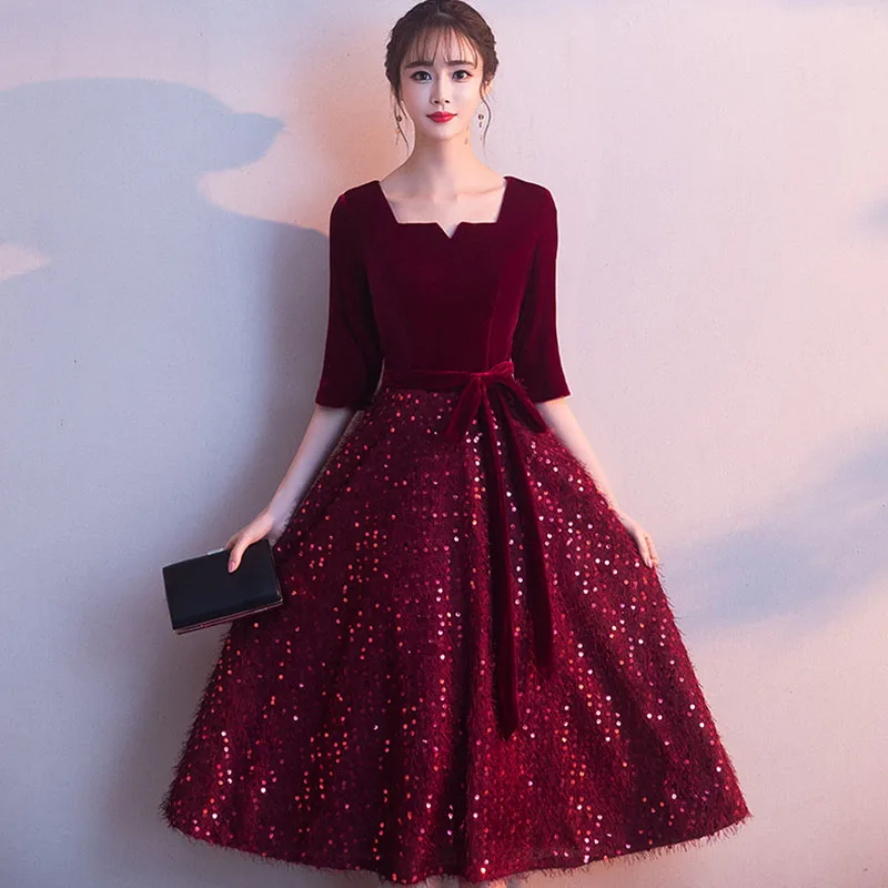 New Short Black Sequin Prom Dress DongCMY Robes De Bal Elegant Evening Party A-Line Vestidos De Fiesta Midi Dresses For Women