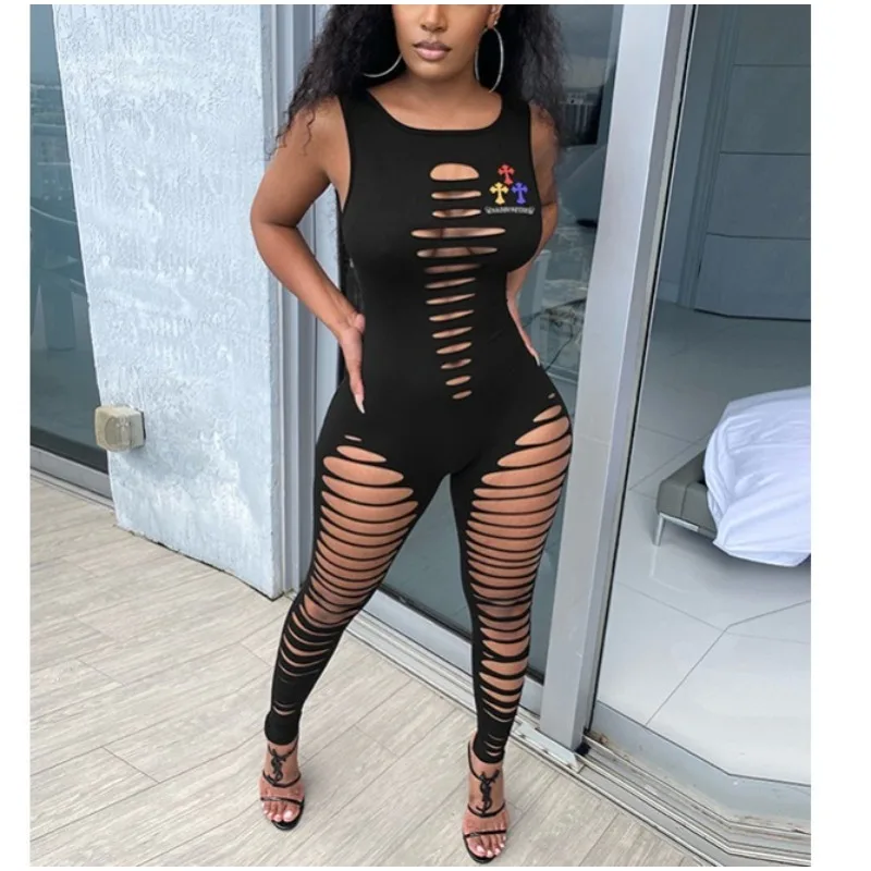 

Krisnanas Gothic Style Jumpsuits for Woman 2025 Hot Overalls Hollow Backless Printed Streetwear Fashion Female Jumpsuit 118981