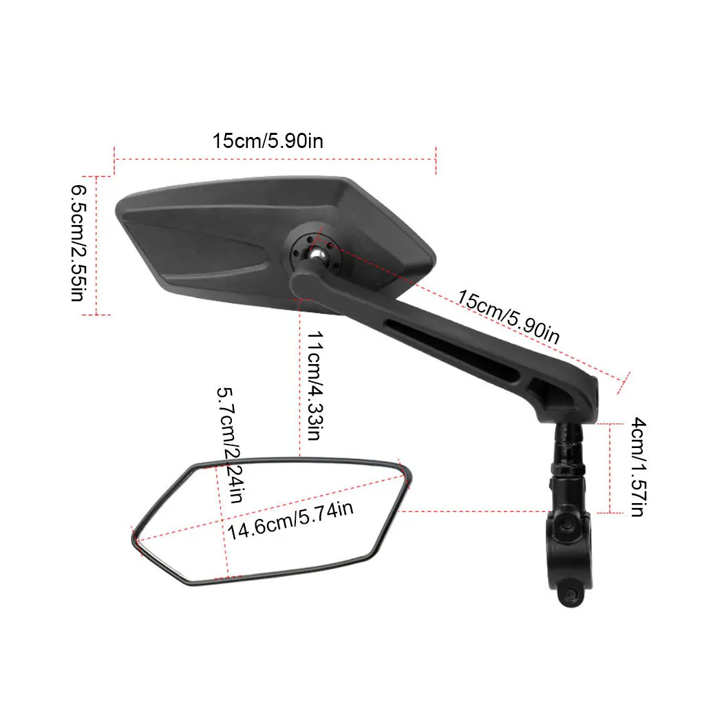 Bicycle Rear View Mirror Clear Bike Wide Range Back Sight Rearview Reflector Adjustable Handlebar Left Right Mirror