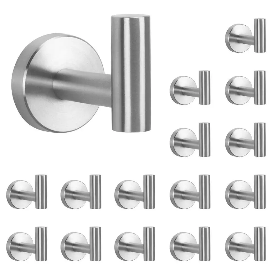 

Bath Towel Hooks SUS 304 Stainless Steel Robe Hook Holder, Heavy Duty Coat Hook for Bathroom Livingroom Hotel Kitchen Garage, Wa