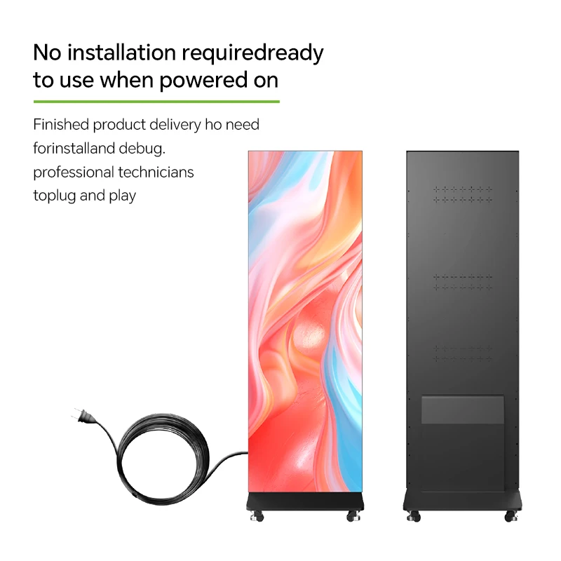 آلة الإعلان القابلة للطي داخلي P2.5 شاشة الملصق المحمولة 3840HZ HD 4K LED ملصق عرض آلة الإعلان مول