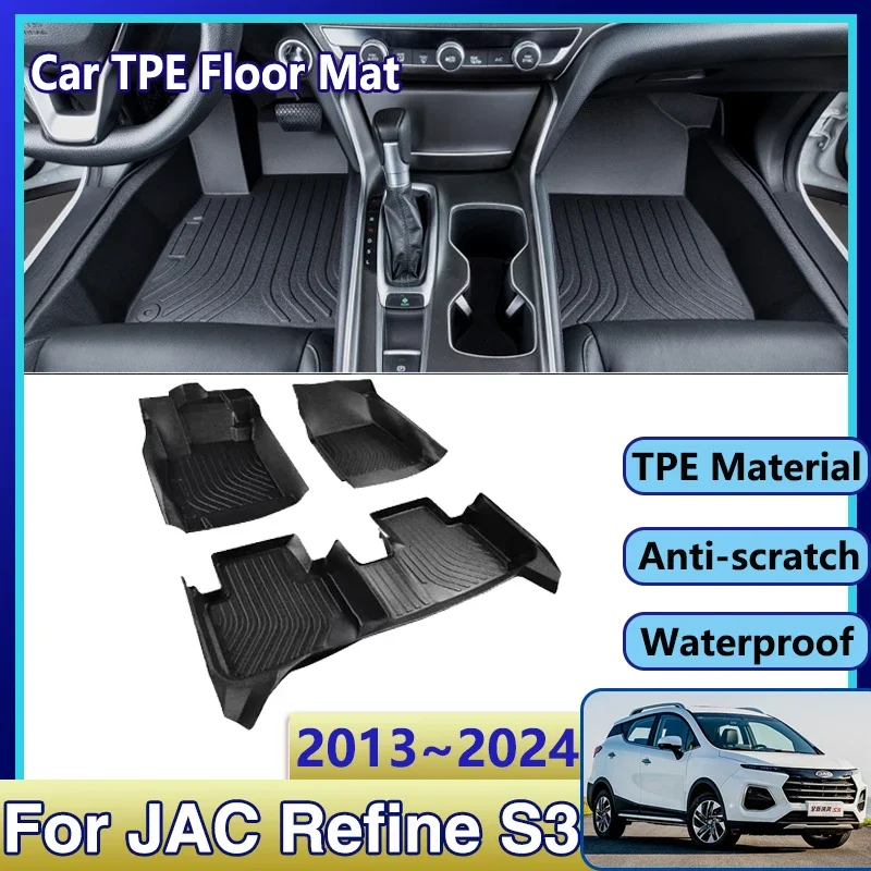 

Автомобильный коврик из ТПЭ для JAC Refine S3 2013 ~ 2024 Heyue S30 JS3, водонепроницаемый кожаный грязевой коврик, коврик для ног, полный коврик, автомобильные аксессуары