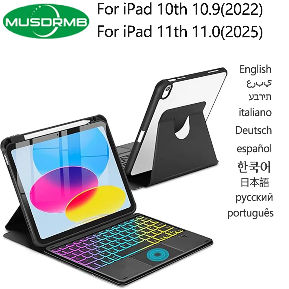 

Rotate Case with Trackpad Keyboard for iPad 11th 2025 A16 A3354 for iPad 10th Generation 2022 10.9 A2696 Cover Wireless Keyboard