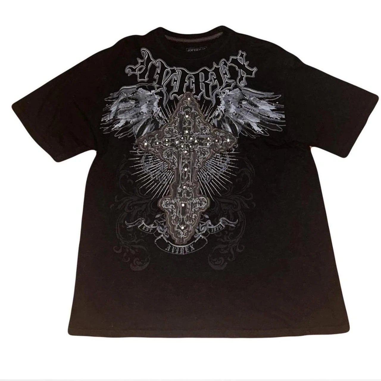 

Модный свободный топ в стиле ретро 2000-х годов, черная мужская рубашка Avirex, размер, большой размер