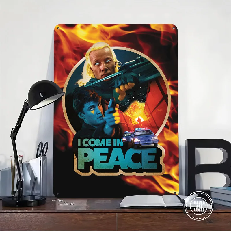 I Come in Peace (retro Horror Sci-fi) Movie Poster Retro 3D Printed Metal Signs Customized Wall Hanging Gift for Desk Decor Room