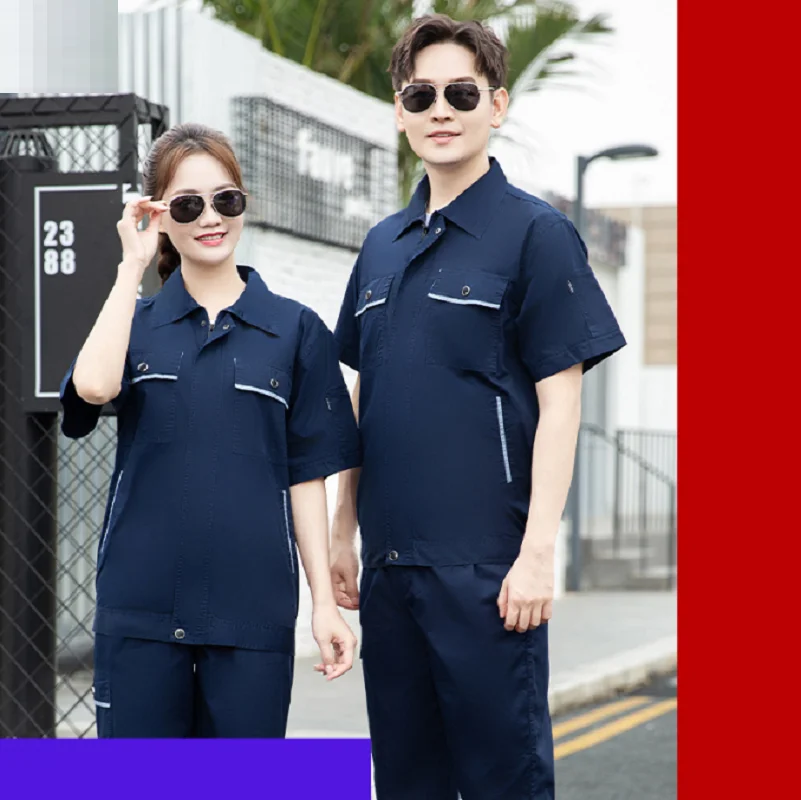 100% Cotton Summer Work Clothing For Men Short Sleeves Workshop Uniforms Auto Repairmen Worker Coveralls Electrical Work Wear4xl