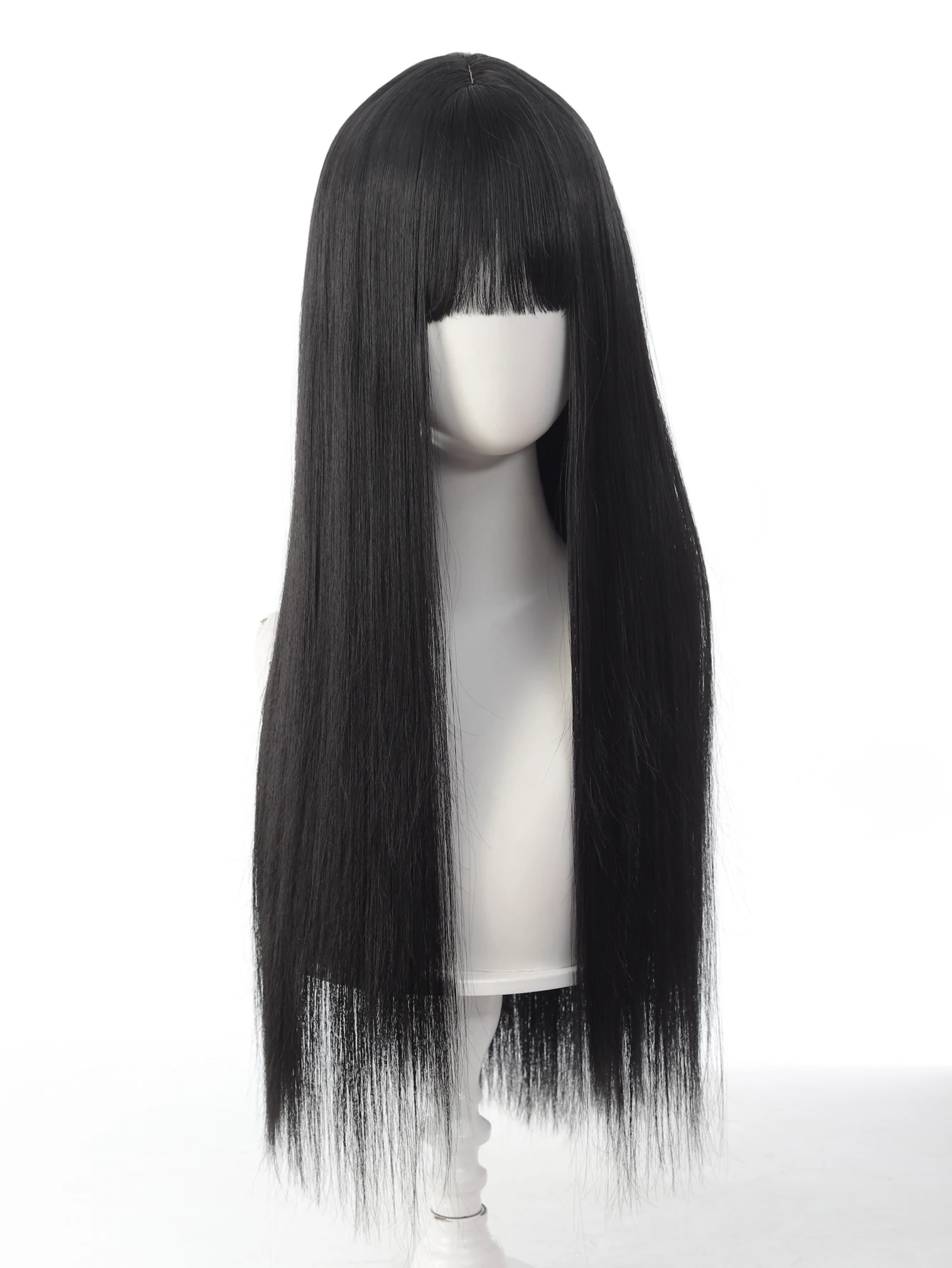 OLACARE Synthetic Straight Hair 26Inch Long Heat-Resistant Pink Wig For Women OLACARE Cosplay Wig With Bangs