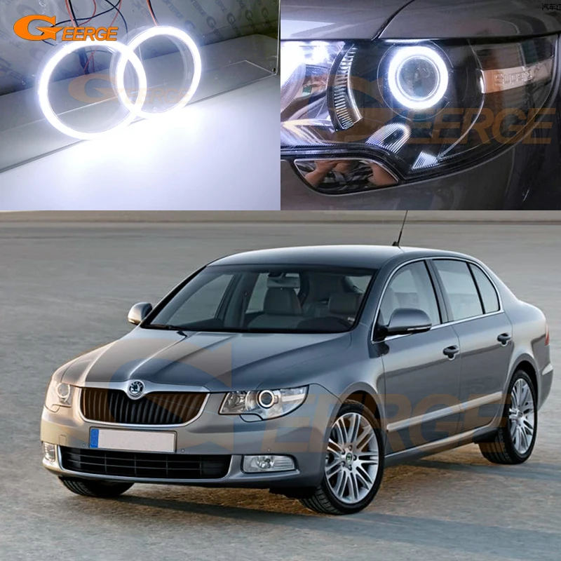 

For Skoda Superb 2 II 3T4 3T5 2008 2009 2010 2011 2012 2013 Day Light Ultra Bright COB Led Angel Eyes Kit Halo Rings
