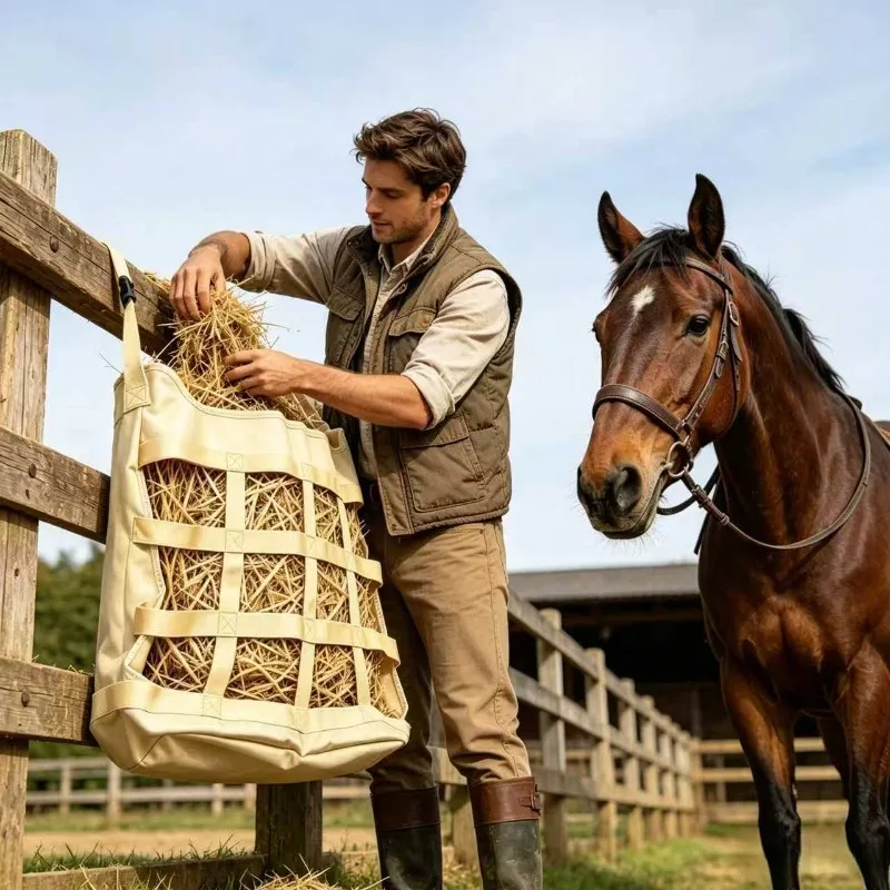 New 600D Polyester Horse Feed Bag Hay Bag for Feeding/Storage Can Be Hung, Yellow Portable Hay Feed Bag Horse Gear