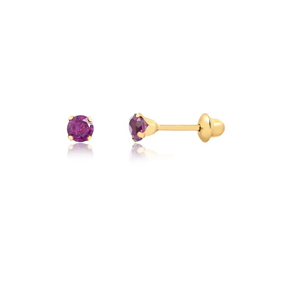 18K Gold Amethyst Children Earring 750 Immediate Delivery