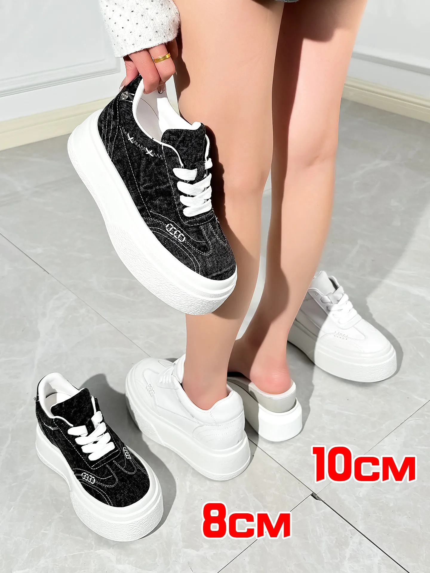 

Женские туфли ZJR на платформе 8 см, увеличивающие рост на 10 см, невидимые кроссовки на скрытой танкетке, повседневные кеды на массивной платформе