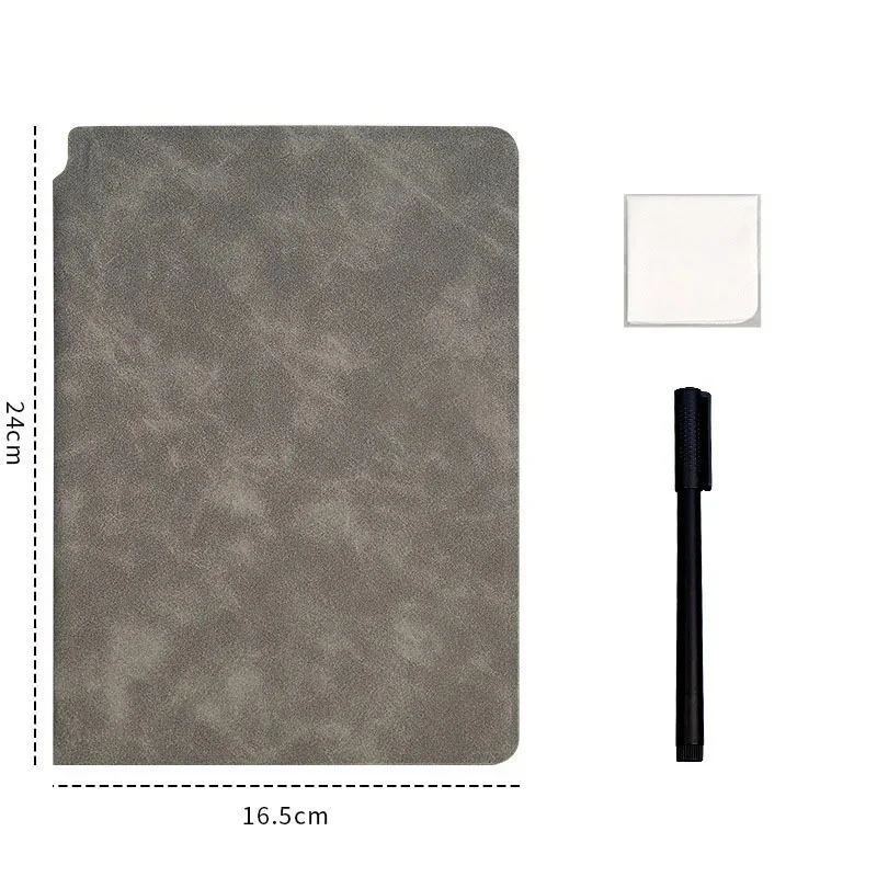 1pc Reusable Whiteboard Notebook Set with Whiteboard Pen Erasing Cloth Leather Memo Pad Weekly Planner Portable Office Tools