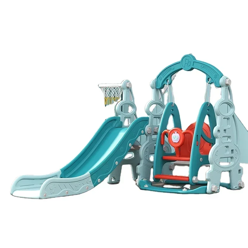 Hot selling  indoor playground toys HDPE plastic material slide and swing set for baby recreation equipment Plastic Kids Toys