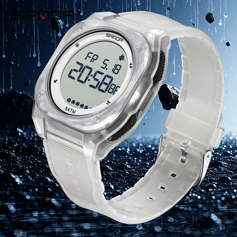 SANDA Outdoor Sports Fashion Electronic Men's Watch Multi functional Alarm clock Chronograph Calendar Waterproof  Men's Watch