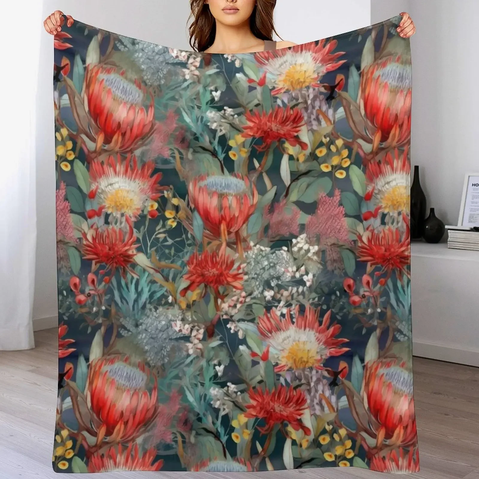 Banksia Night Garden Throw Blanket Lightweight Warm Blanket for Travel Camping