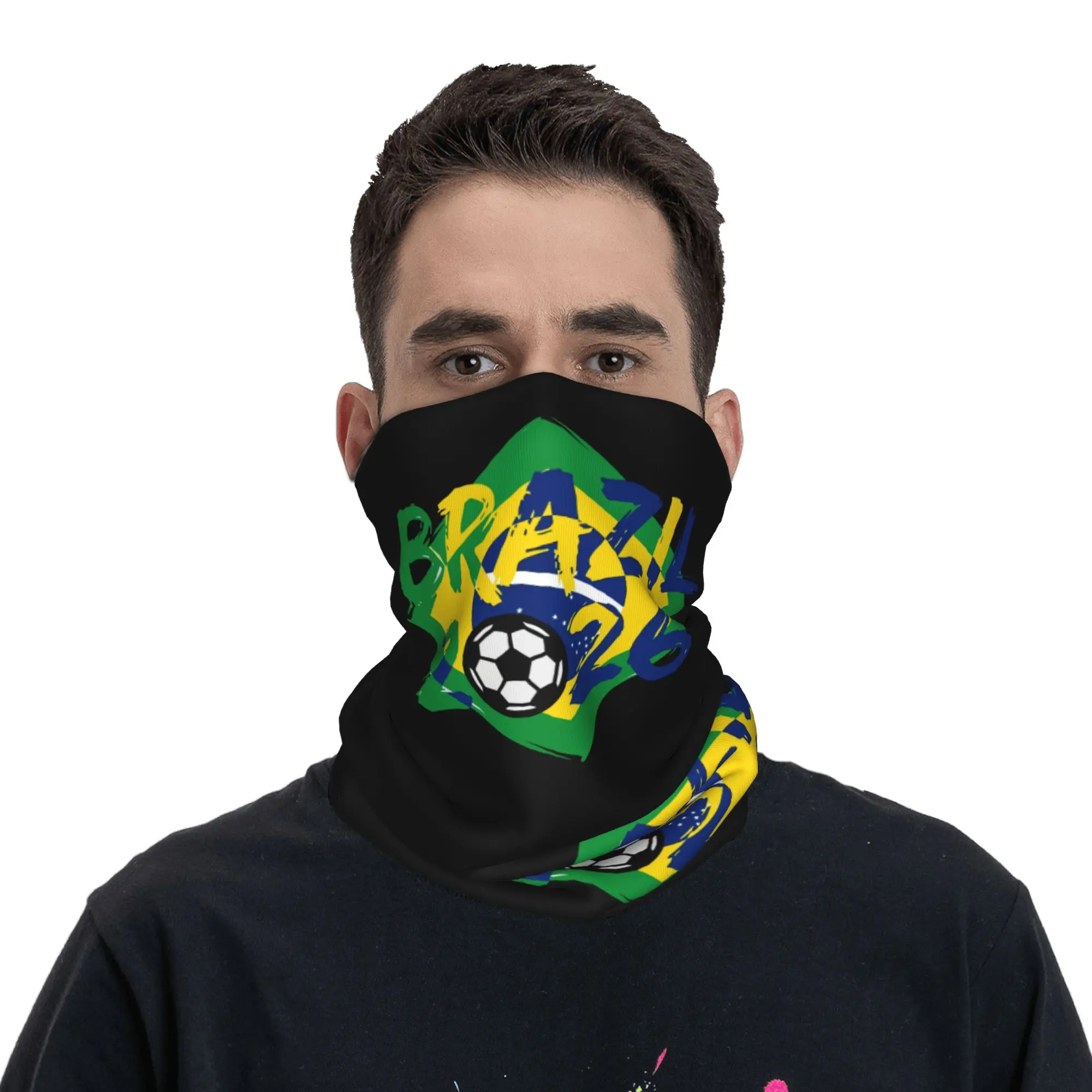 Brazil Football Match 2026 Bandana Neck Cover Printed  Balaclavas Mask Scarf Warm Headband Running for Men Women Adult Winter