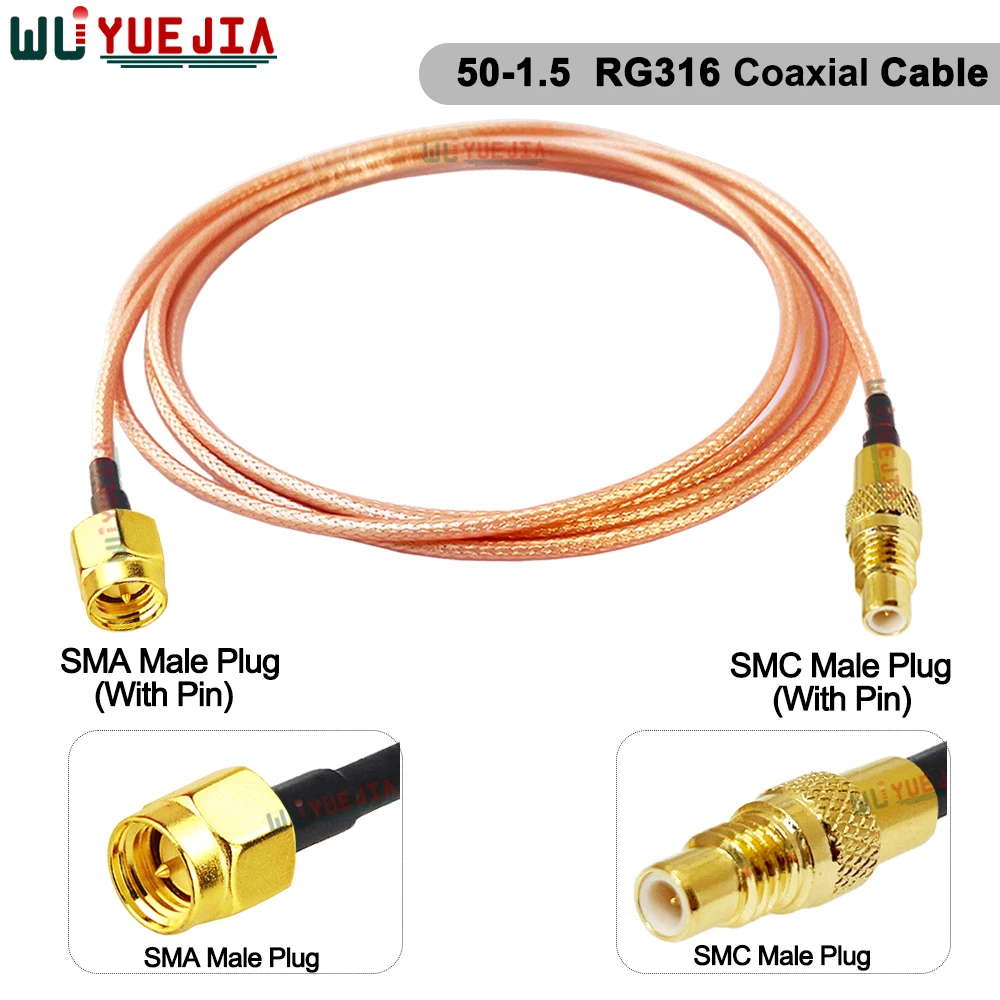 SMC Male Plug Or SMC Female Jack to SMA Type RG316 Cable SMA Male RP-SMA Quick Plug Connector 50-1.5 RG-316 RF Coaxial Cable